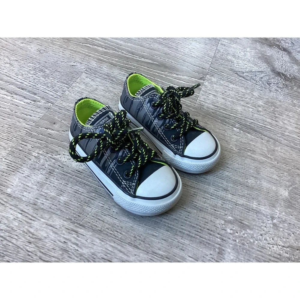 Converse Chuck Taylor All Star Baby 5 Oxford Black/Bold Lime 754410C Dinosaur